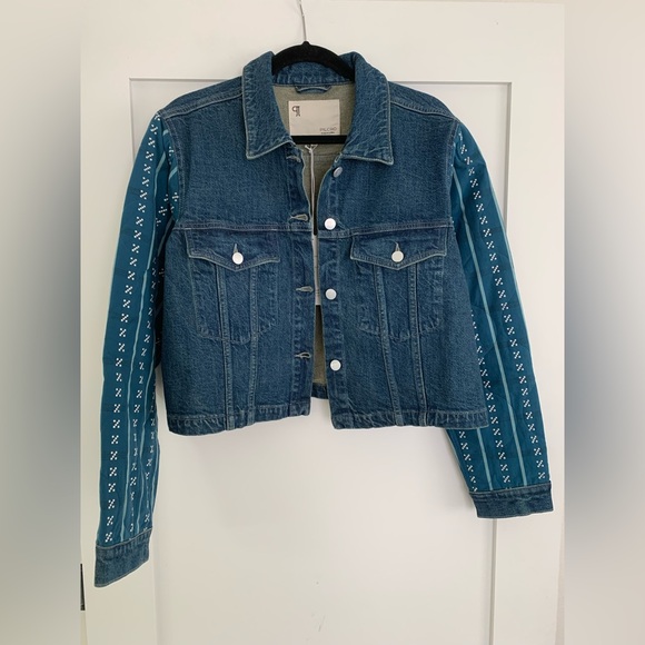 NWT Anthropologie Pilcro Crafted-Sleeve Denim Jacket, Size M - Picture 6 of 7
